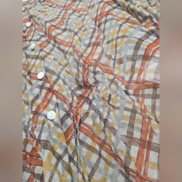 Doen Naret Tomato Emmeline Plaid 100% Silk Top Blouse Sz XS - Picture 3 of 16